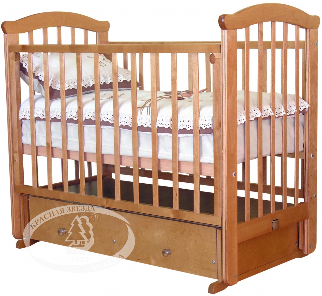 Кроватка для новорожденных с маятником и ящиком. Красная звезда Можга детская кроватка. Детская кровать красная звезда Можга с маятником.
