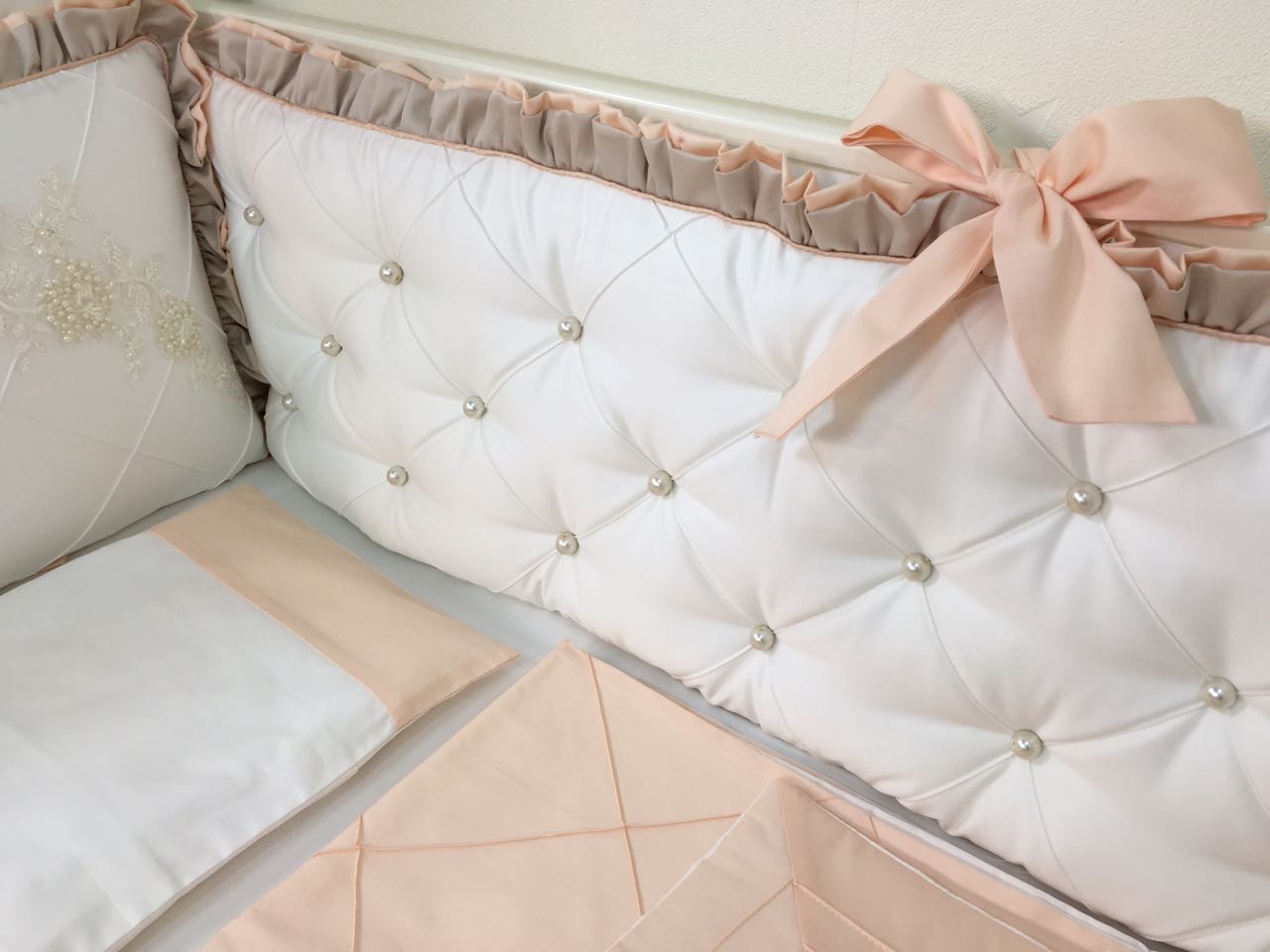 Комплект Marele, коллекция "Роскошь" цвет персик/беж, для прямоугольной кроватки
